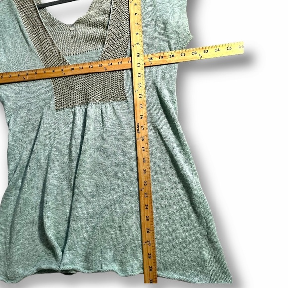 Margaret O'leary Aqua Blue Beige Crochet Oversized Tunic Pullover Sweater Top - Picture 5 of 7